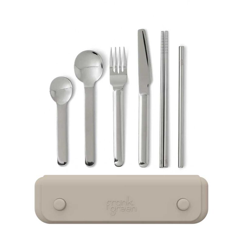 frank green 6 Piece Cutlery Set in Silicone Pouch Moon Dust image number 0